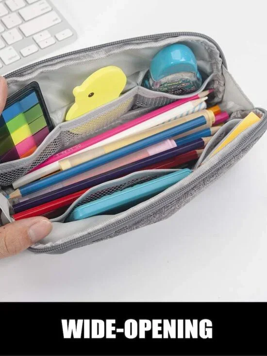 Wide-Opening Pencil Pen Case, Lightweight & Spacious Pencil Bag Pouch Box Organi - Picture 4 of 6